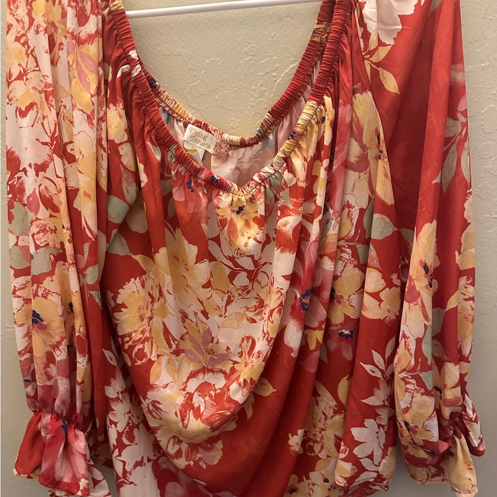 Flying Tomato Red Floral Blouse